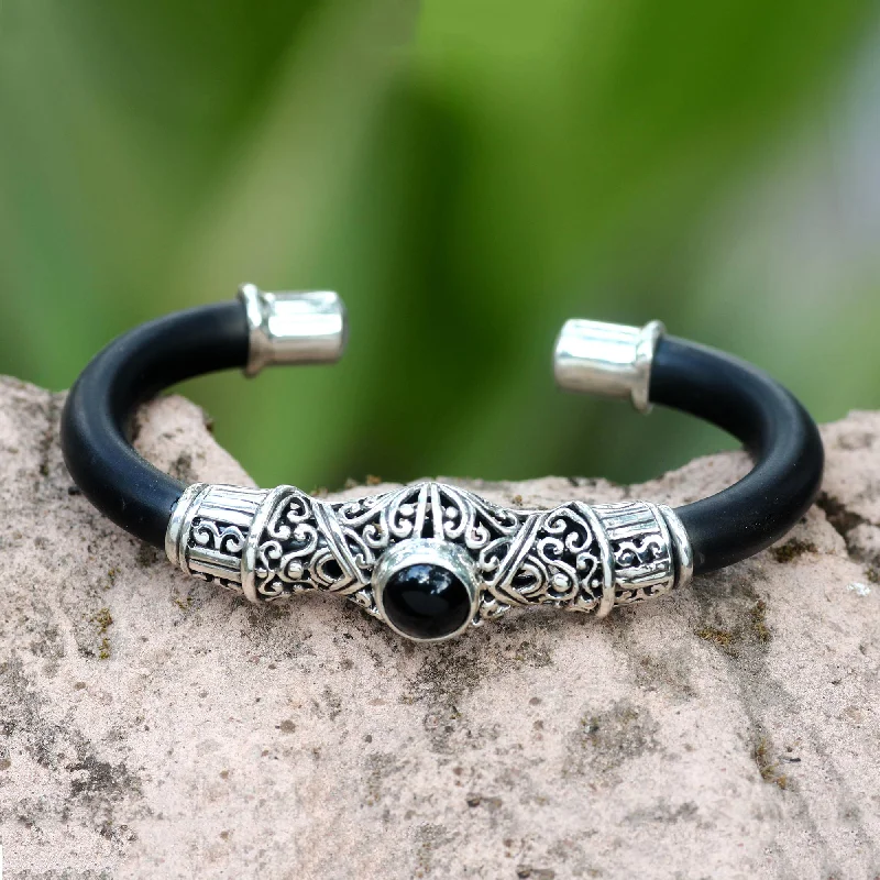 Women's bracelets for casual wear -Dark Moon Sterling Silver Bracelet