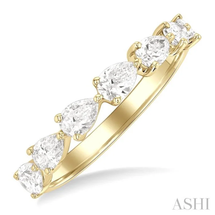 Custom designed engagement rings for women -1.00 ctw East-West Pear Shape Diamond Fashion Ring in 14K Yellow Gold