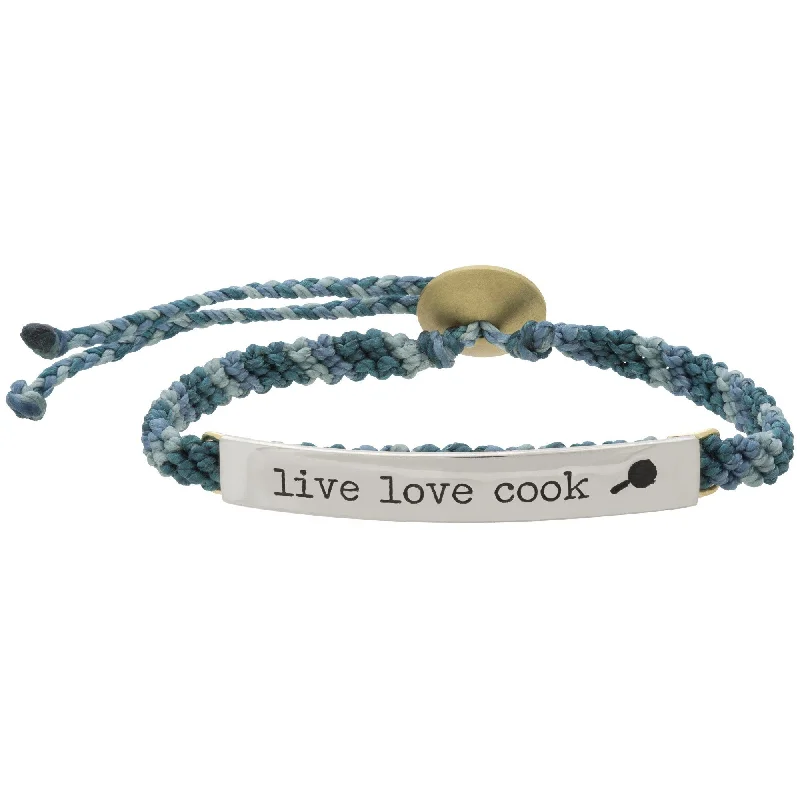 Women's bangles with pendants -Live Love Cook Woven Bracelet