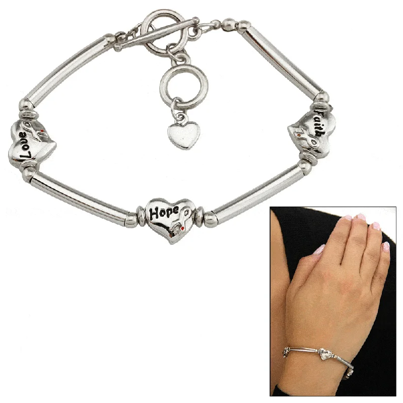 Big circle bangles for women -Faith Hope Love Diabetes Awareness Heart Bracelet!