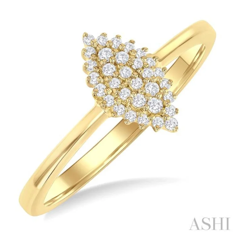 Engagement rings with modern twist for women -1/6 ctw Petite Marquise Shape Round Cut Diamond Cluster Fashion Ring in 10K Yellow Gold