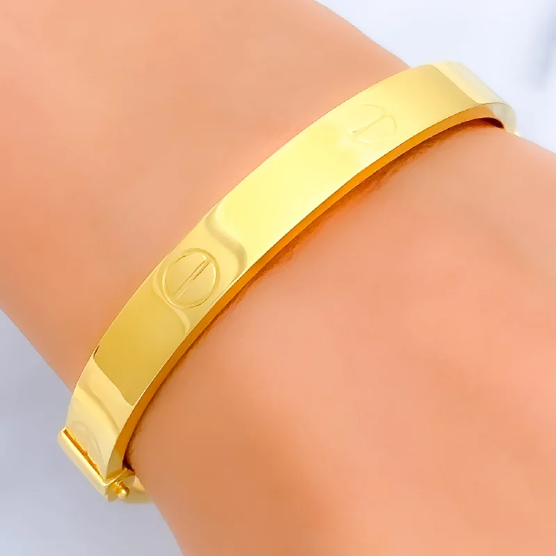 Contemporary women's bangles -Timeless Dapper 22K Gold Thick Bangle Bracelet