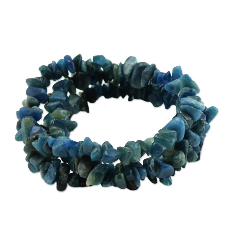 Women's bracelets for casual wear -Naturally Oceanic Apatite Beaded Bracelet