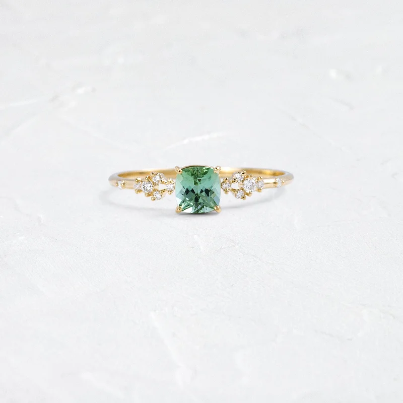 Women’s unique rings-Myriad Ring, 0.54ct. Mint Green Afghanistan Tourmaline