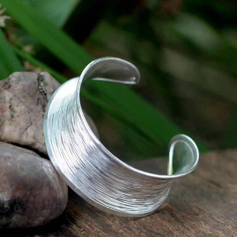 Women's bangles with infinity design -Luminous Handcrafted Sterling Silver Cuff Bracelet