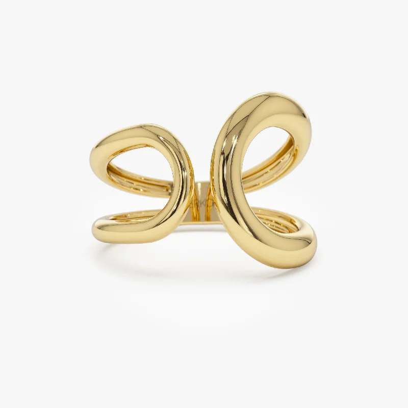 Women’s cocktail rings-14k Unique Design Bold Gold Ring