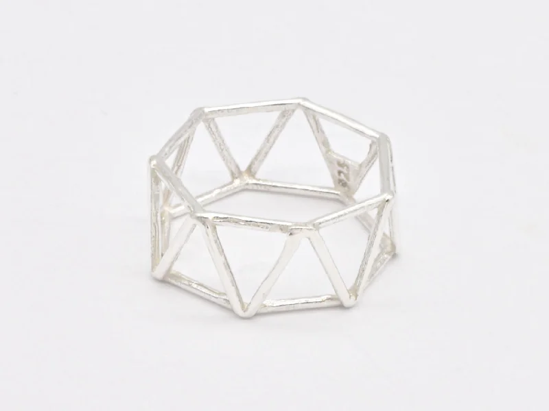 Women’s statement rings-Silver Triangle Ring - Geometric Triangle Ring, Minimalist Triangle Ring