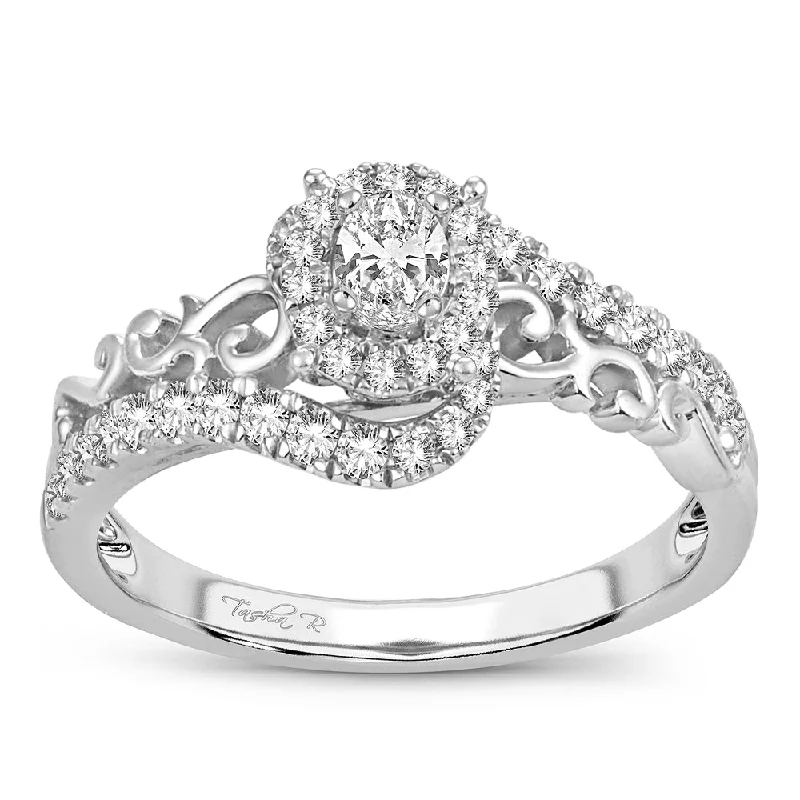 Engagement rings with round-cut center stone for women -14K 0.50CT Diamond ring