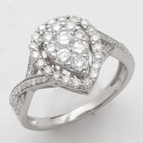 Art deco engagement rings for women -14KW 1.00CTW DIAMOND PEAR CLUSTER RING