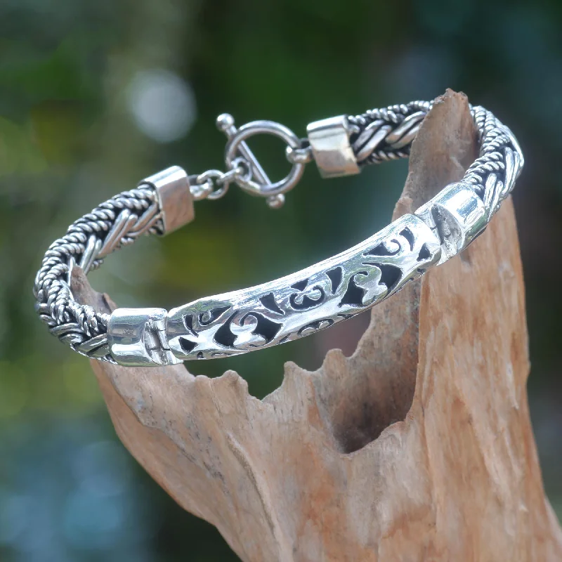 Simple women's bracelet designs -Telaga Waja River Silver Bracelet