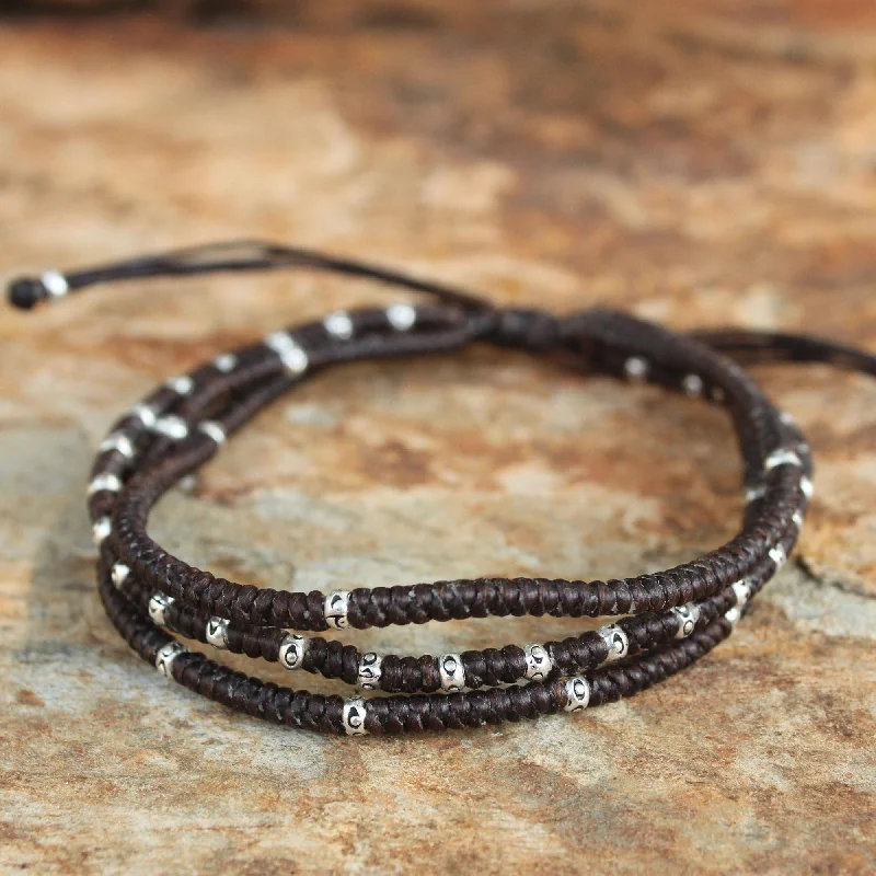 Women's silver and gold bracelets -Surreal Brown Sterling Silver Bracelet