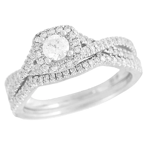 Halo engagement rings for women -14KW 0.65CTW DIAMOND BRIDAL SET [0.25CT CTR]