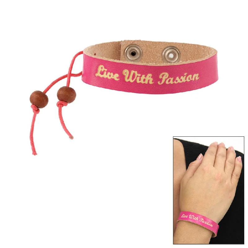 Dainty women's bracelets -Live with Passion Faux Leather Bracelet