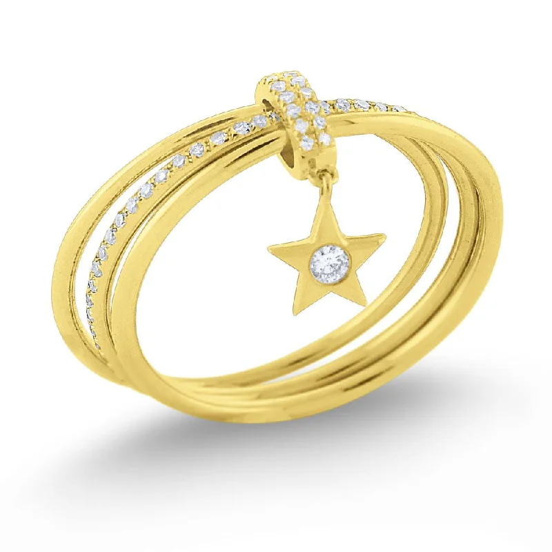 Engagement rings with emerald band for women -Diamond Lucky Charm Star Ring Set in 14 Kt. Gold