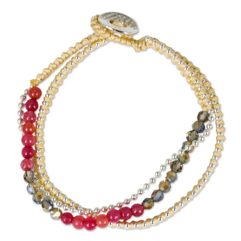 Women's bangles for gift giving -Happy Chic in Cherry Pink Beaded Bracelet