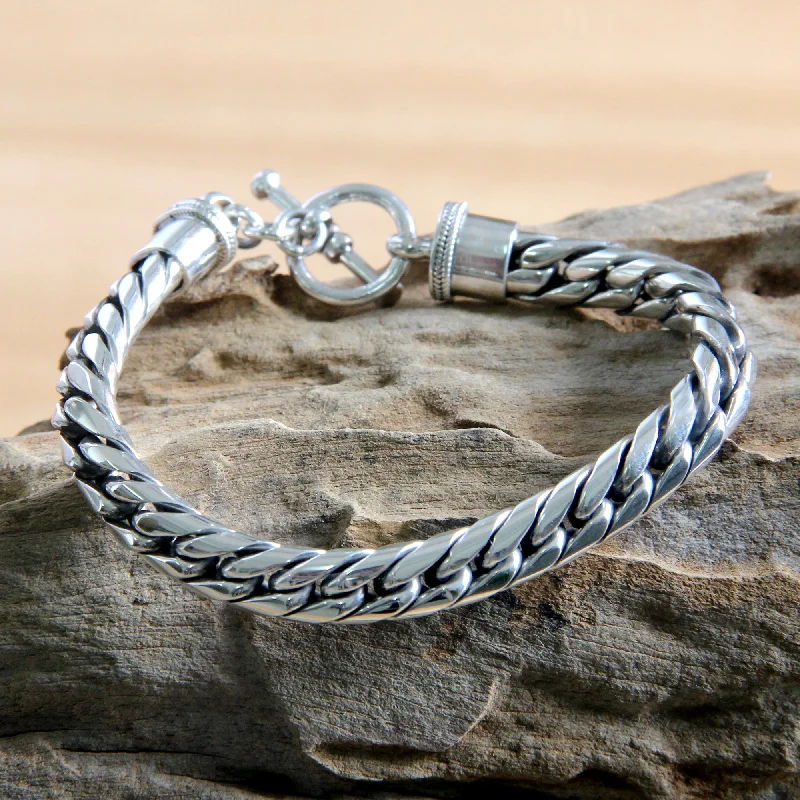 Custom-made name bracelets for women -Silver Choices Men's Sterling Chain Link Bracelet