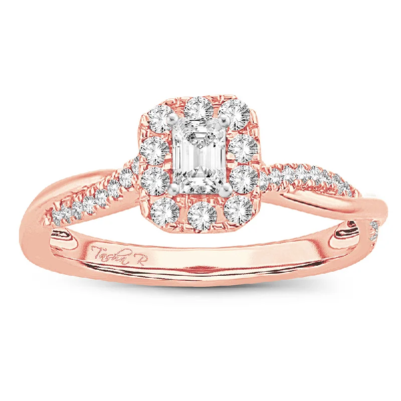 Engagement rings with side stones for women -14K 0.50CT DIAMOND RING