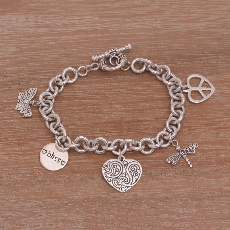 Pairing suggestions for women's bracelets -Love and Bliss Sterling Silver Charm Bracelet