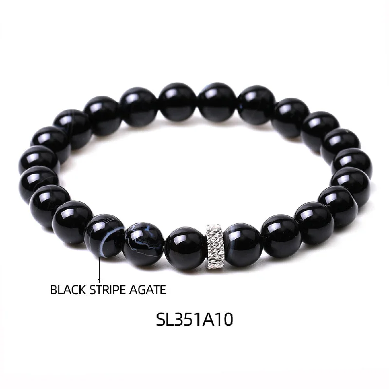 Sl351a10 Striped Black Agate Bracelet