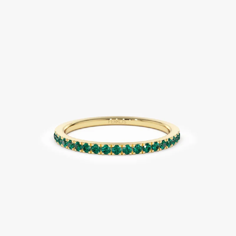 Women’s geometric rings-14k Half Eternity Emerald Ring