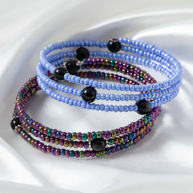 Layered bangle bracelets for women -Hand Beaded Wrap Around Bracelet