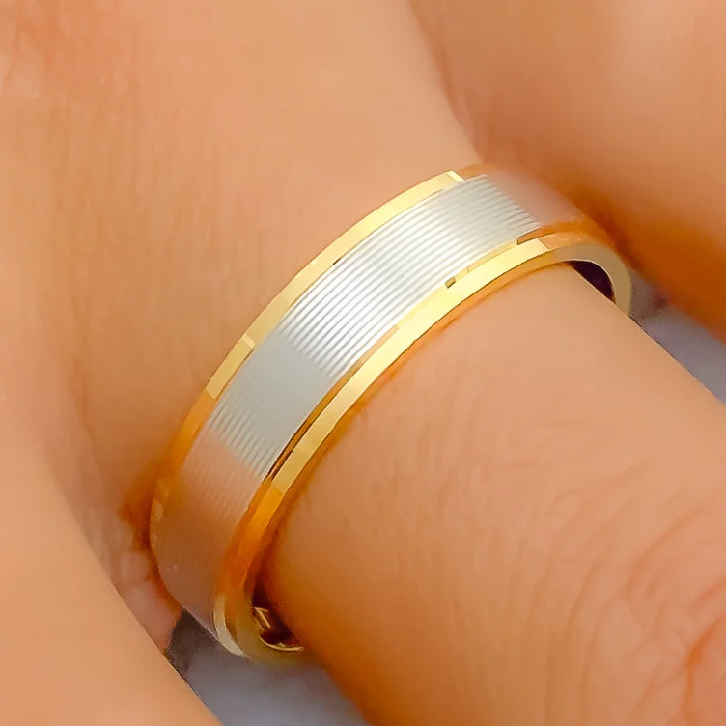 Women’s fashion rings-Ethereal Dual Tone 22k Gold Band