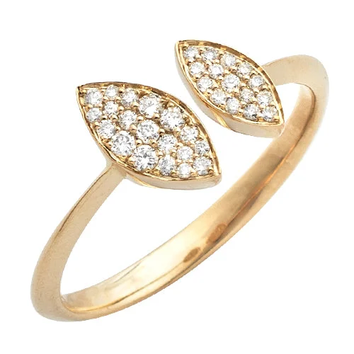 Minimalist engagement rings for women -14KY 0.20CTW DIAMOND OPEN LEAF RING