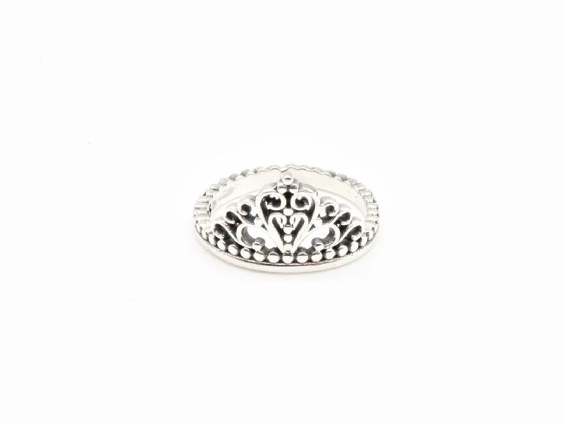 Women’s gold rings-Silver Tiara Ring - Vintage Crown Band - Antique Tiara Ring