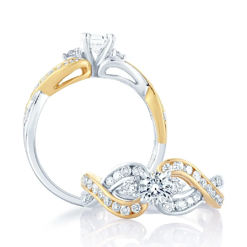 Engagement rings with pave setting for women -14K  1.00CT  Diamond Fashion Ring