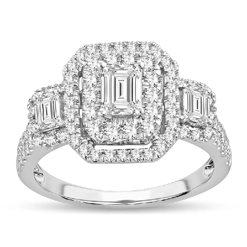 Engagement rings for women with engraved band -14K 1.50CT DIAMOND BRIDAL RING