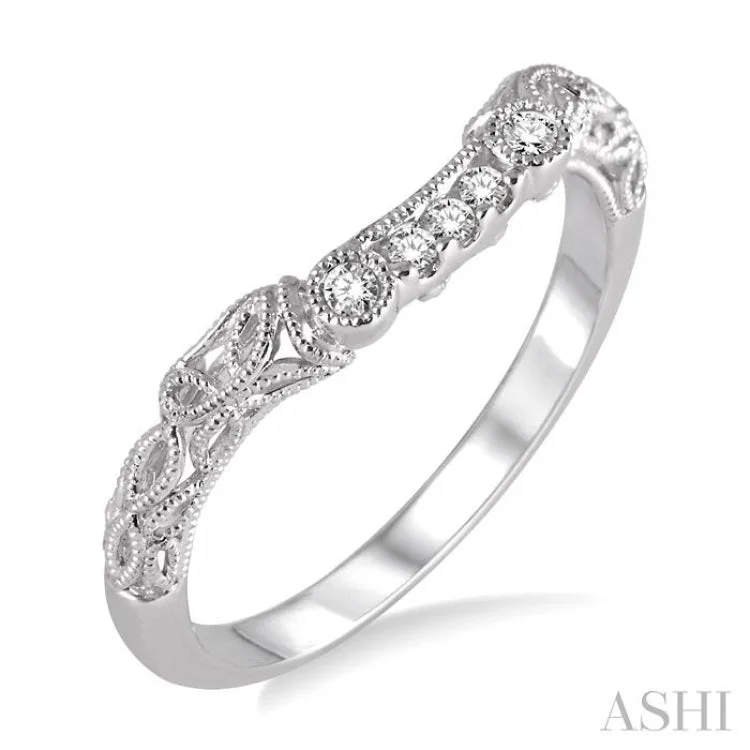 Modern engagement rings for women -1/10 ctw Round Cut Diamond Wedding Band in 14K White Gold