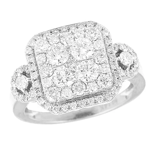 Engagement rings with princess cut diamond for women -14KW 1.50CTW DIAMOND SQUARE CLUSTER RING