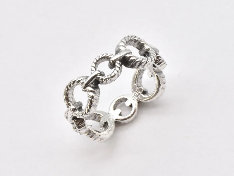 Women’s ruby rings-Oval Link Ring - Chain Rope Ring, Twisted Link Ring