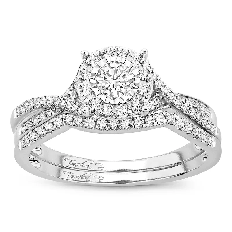 Engagement rings with accent diamonds for women -14K 0.43 Engagement Ring