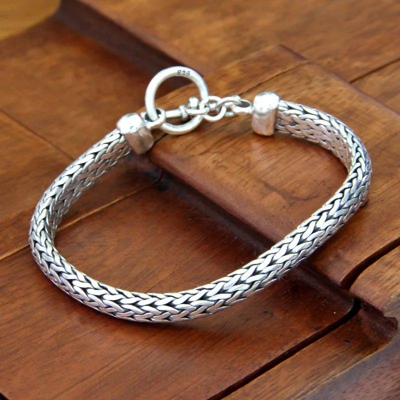 Women's leather bracelets -All Night Sterling Silver Men's Chain Bracelet