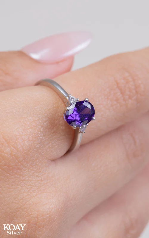 Women’s unique rings-Zircon Ring (070) Purple