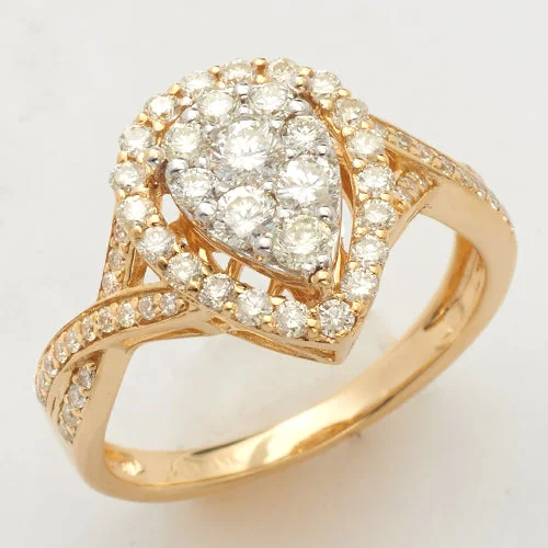 Classic engagement rings for women -14KY+W 1.00CTW DIAMOND PEAR CLUSTER RING