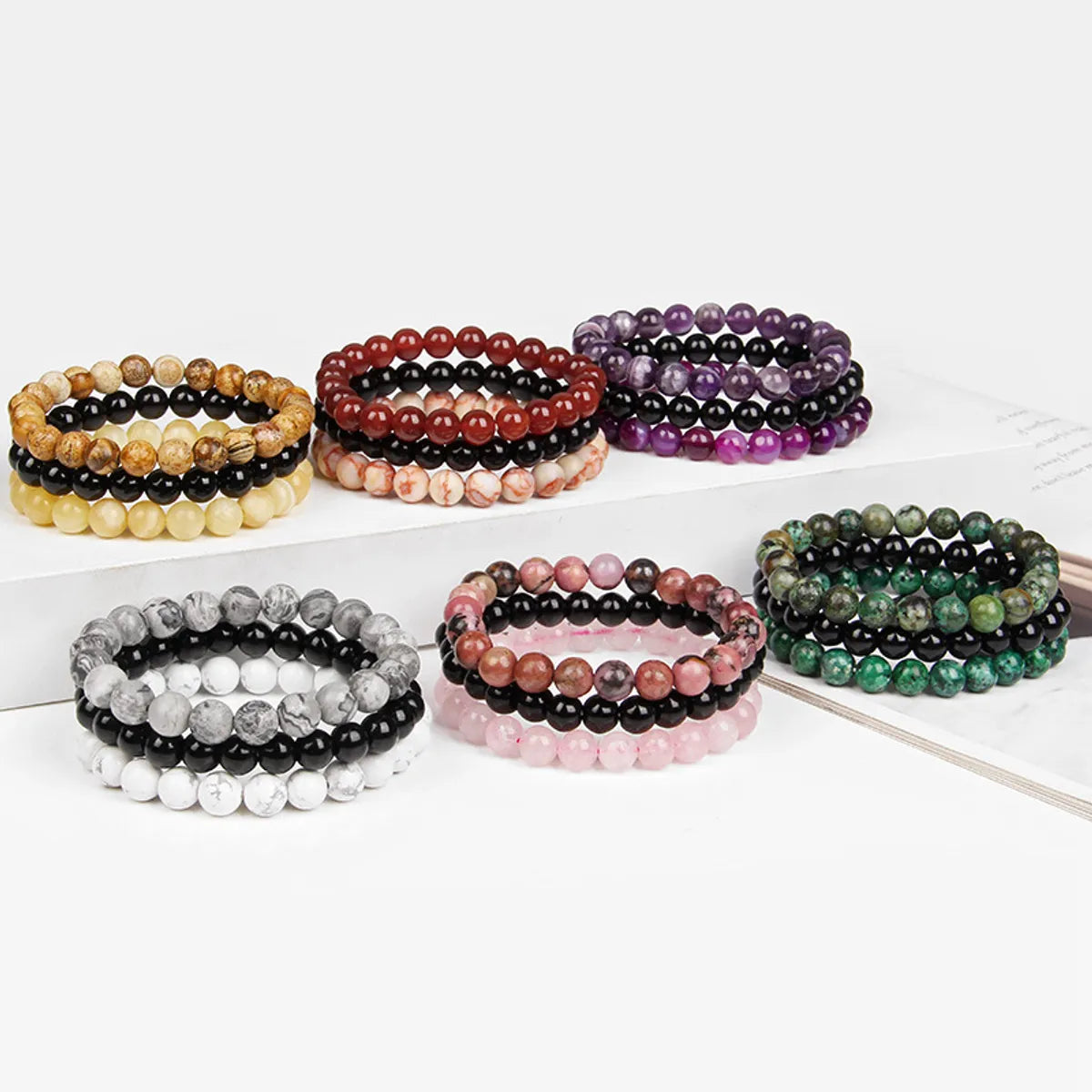 Designer bracelets for women -Fashion Marble Crystal Beaded Bracelets