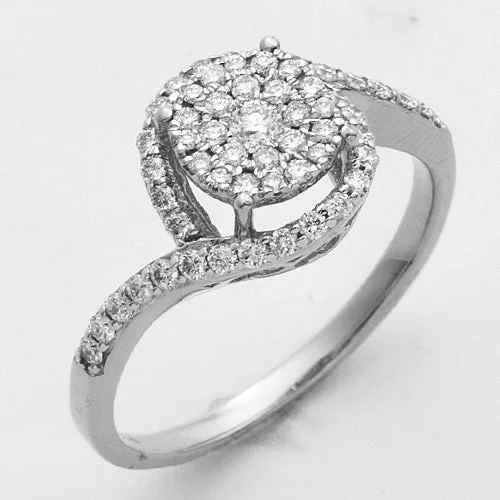 Engagement rings for women with ruby halo -14KW 0.50CTW LUNA CLUSTER DIAMOND RING WITH HALO