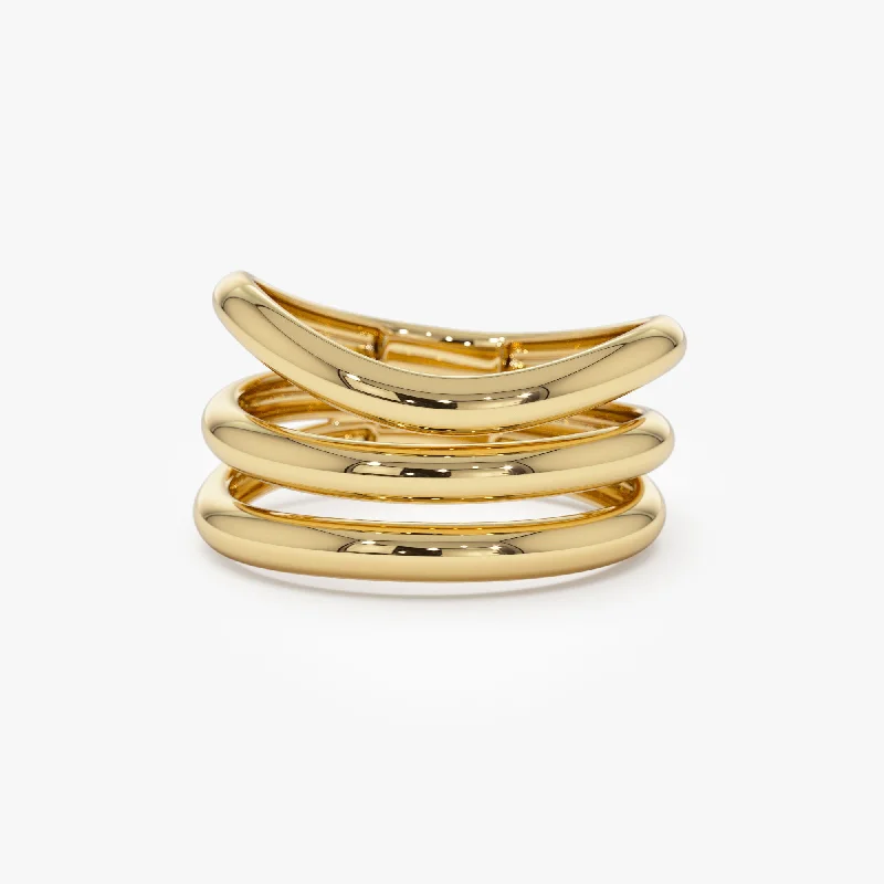 Women’s diamond eternity rings-14K Stacked Chunky Curved Ring