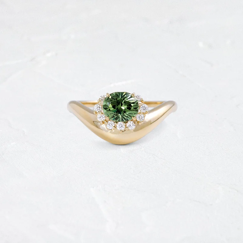 Women’s engagement rings with sapphires-Astronomer Ring, 1ct. Mint Green Demantoid Garnet