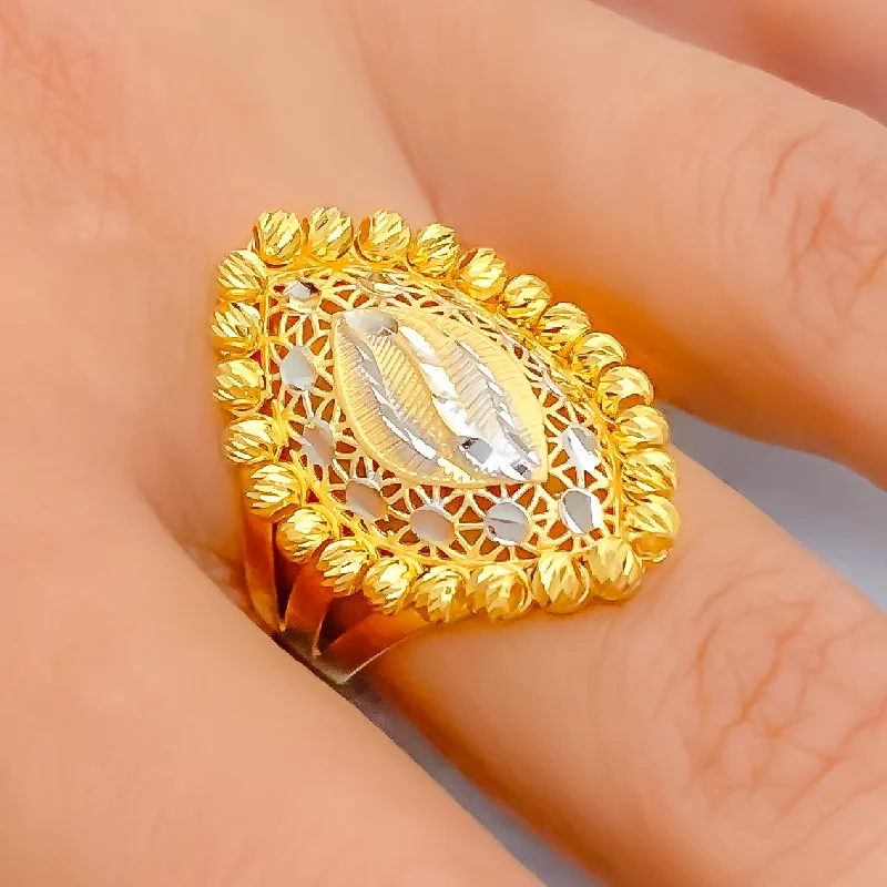 Women’s luxury rings-Geometric Graceful 22k Gold Ring