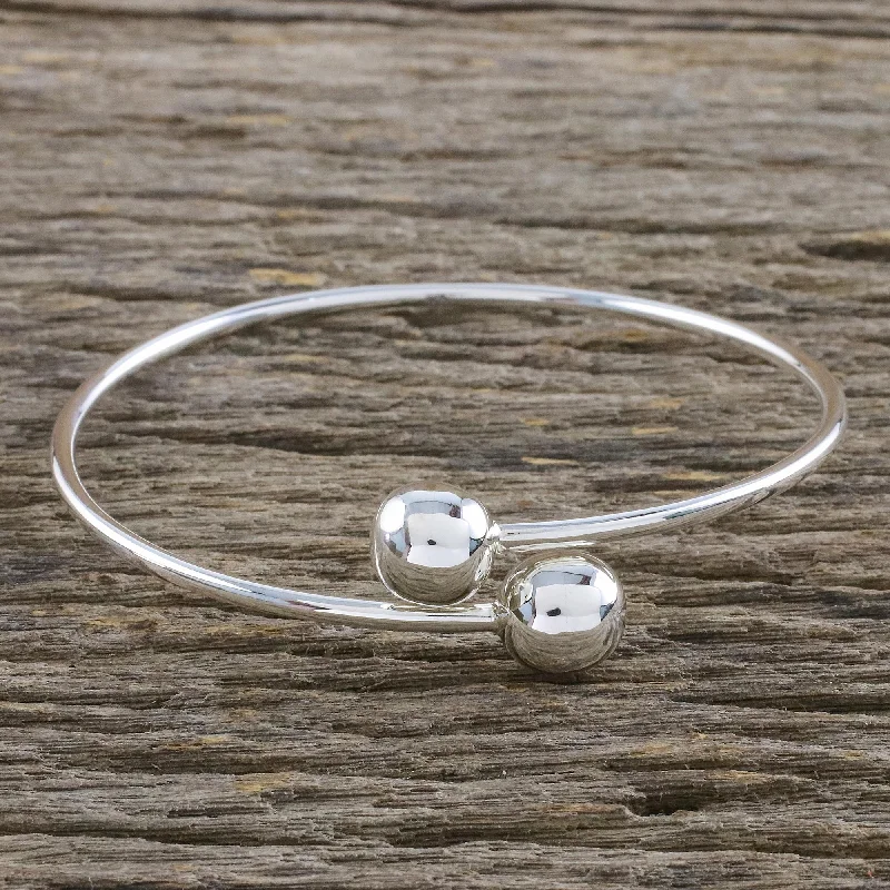 Women's leather bracelets -Silver Friends Sterling Silver Bangle Bracelet