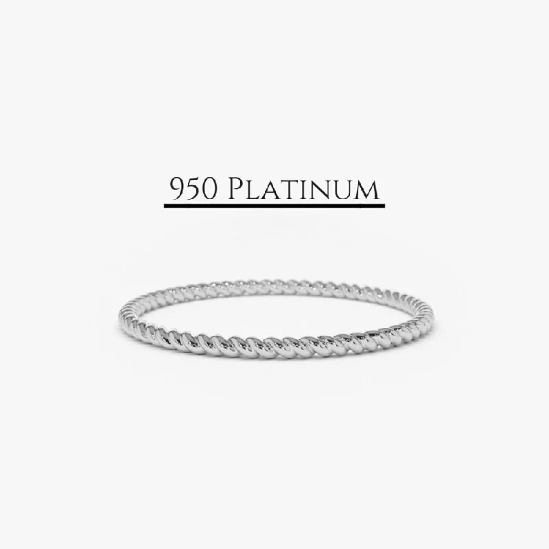 Women’s gemstone rings-Platinum 1.2MM Braided Twist Band