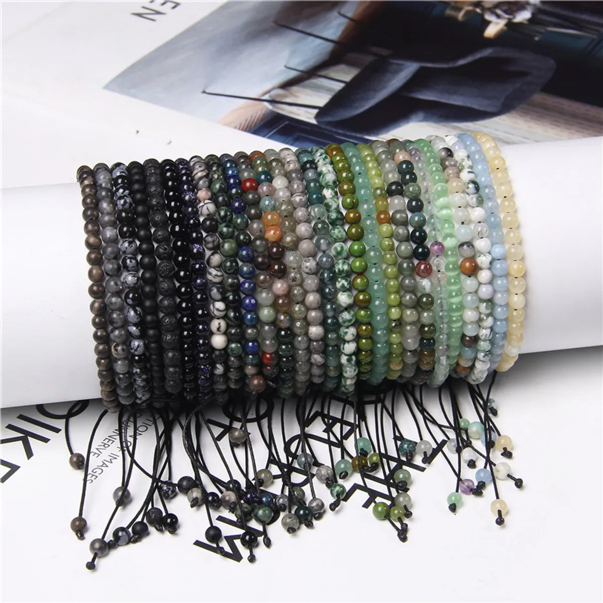 Elegant bangles for women -Fashion Solid Color Natural Stone Beaded Bracelets