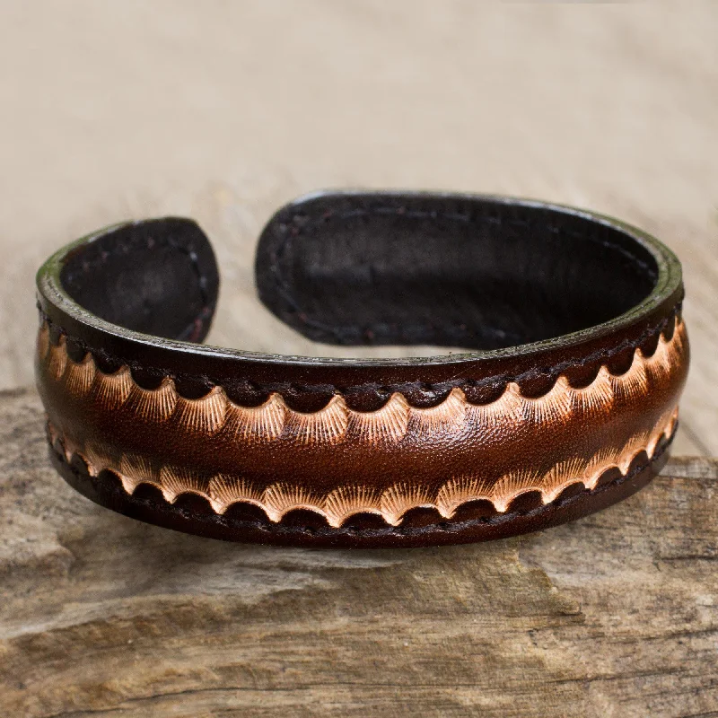 Multi-layer women's bracelets -Men's Braided Leather Brown Cuff Bracelet