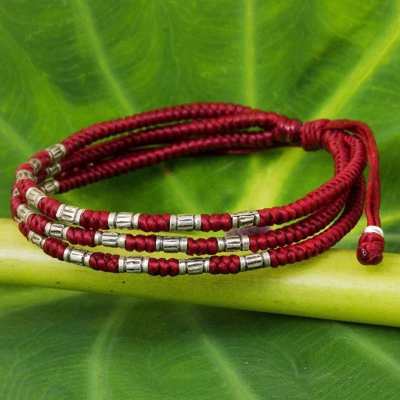 Colored women's bangles -Red Forest Thicket Braided Bracelet