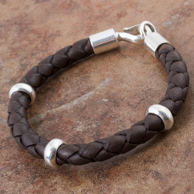 Women's bangles with heart designs -Bold Brown Men's Leather Bracelet