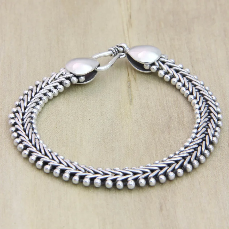 Women's bangles with heart designs -Sterling Silver Herringbone Chain Bracelet