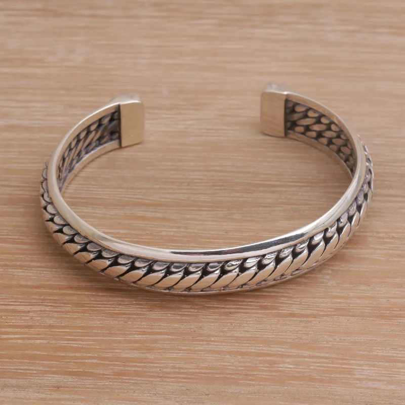 Vintage women's bangles -Eternity Bond Sterling Silver Cuff Bracelet Handcrafted in Bali